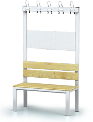 Šatní lavice s opěradlem, věšáky a lamino deskou S1L 150 V S (modul 150 cm)