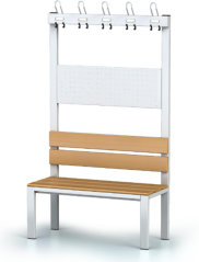 Šatní lavice s opěradlem, věšáky a lamino deskou S1L 150 V S (modul 150 cm)