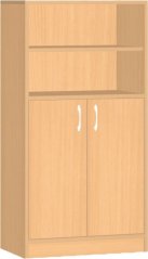 Dětská dřevěná skříňka s policemi a dvířky 0L027