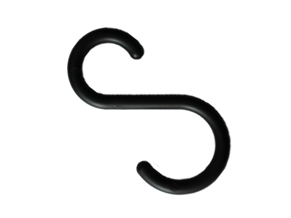Plastový háček tvar "S", černý, 10 ks