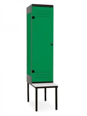 Šatní skříňka 1-dveřová s lavičkou, 1970 x 420 x 780 mm - kovová