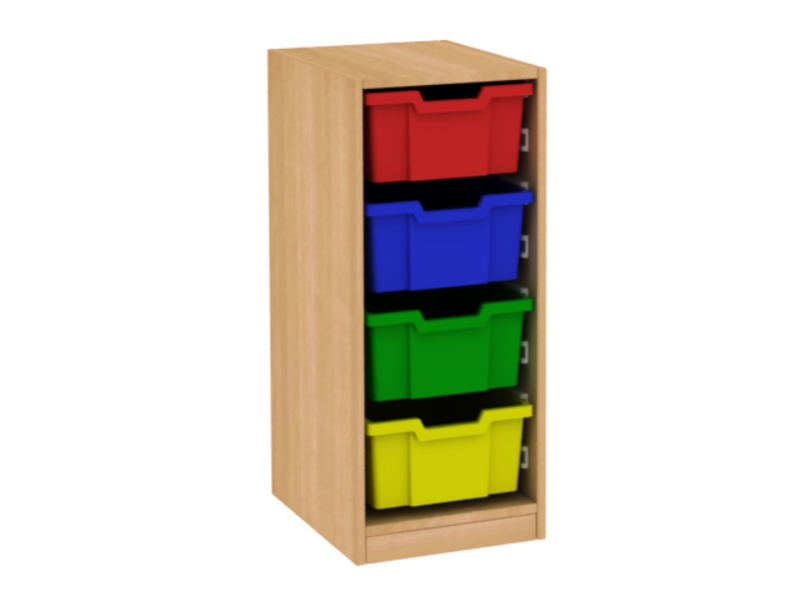 Dřevěná dětská skříň s plastovými boxy - úzká / nízká B