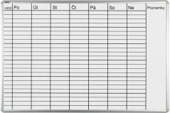 Týdenní plánovací magnetická tabule K povrch keramický 70x100 cm
