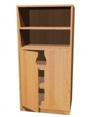 Dětská dřevěná skříňka s policemi a dvířky 0L027