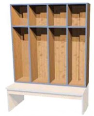 Šatní blok Denis pro děti, dvou až pětimístný včetně lavičky 0L432