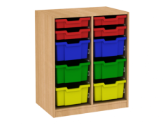 Dřevěná dětská skříň s plastovými boxy nízká široká