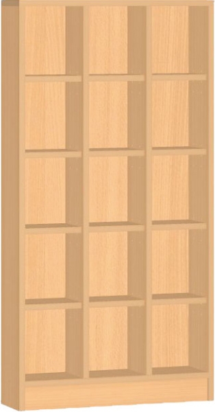 Botníková otevřená skříňka pro patnáct dětí 22x60x121 cm
