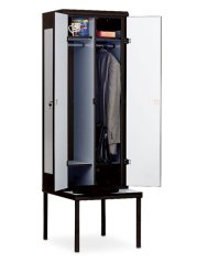 Šatní skříň 2-dveřová s lavičkou, 1970 x 600 x 780 mm - lamino/kov