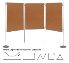 Korkový paravan oboustranná tabule na nohách 90 x 120 cm