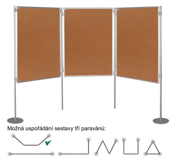 Korkový paravan oboustranná tabule na nohách 90 x 120 cm