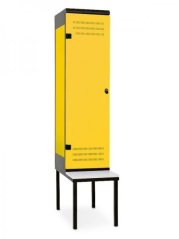 Šatní skříňka 1-dveřová s lavičkou, 1970 x 420 x 780 mm - kovová