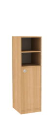 Dřevěná dětská skříň s dvířky a policemi - úzká / střední výška