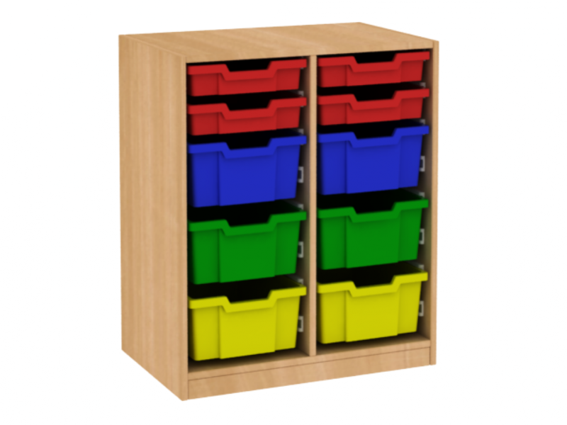 Dřevěná dětská skříň s plastovými boxy nízká široká Dřevěná dětská skříň s plastovými boxy nízká široká