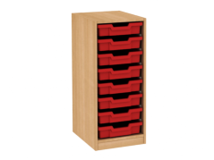 Dřevěná dětská skříň s plastovými boxy - úzká / nízká