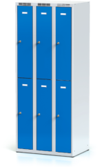 Dělená šatní skříň plechová s vloženými jednoplášťovými dveřmi - šestidílná  L2M 25 3 2 A
