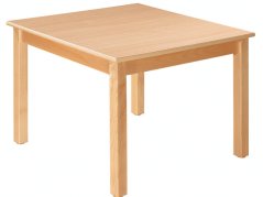 Čtvercový dřevěný stůl standard s masivní podnoží 80 x 80 cm