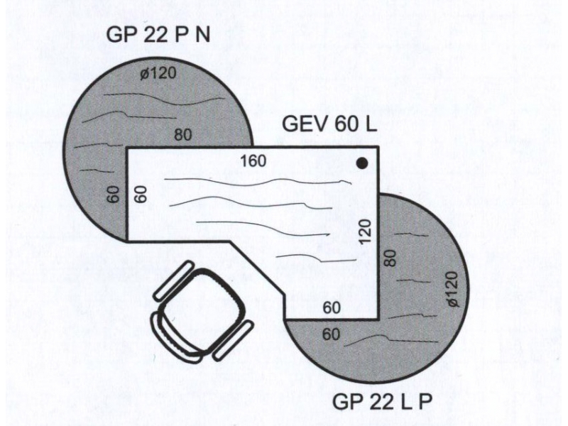 Stůl Ergo levý Gate GEV 60 L 160x75,5x120(60x60) cm (ŠxVxH)