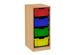 Dřevěná dětská skříň s plastovými boxy - úzká / nízká B